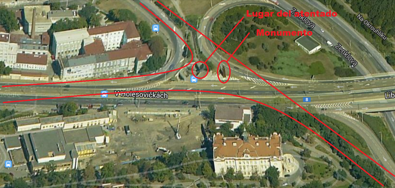 La curva de Reinhard Heydrich, el lugar del atentado