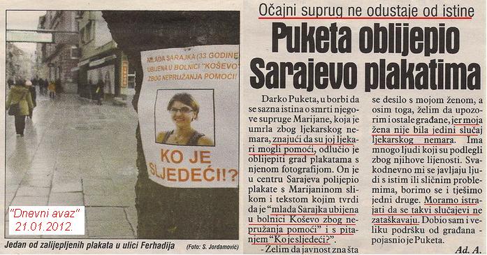 1 Avaz, 21 01 12 Puketa oblepio Sarajevo plakat