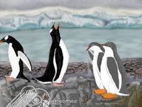 gentoo penguin family painting