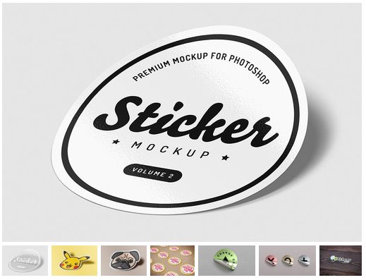 Download Sticker Mockup set (Sticker Mockup for Photoshop - Vol 2 ...