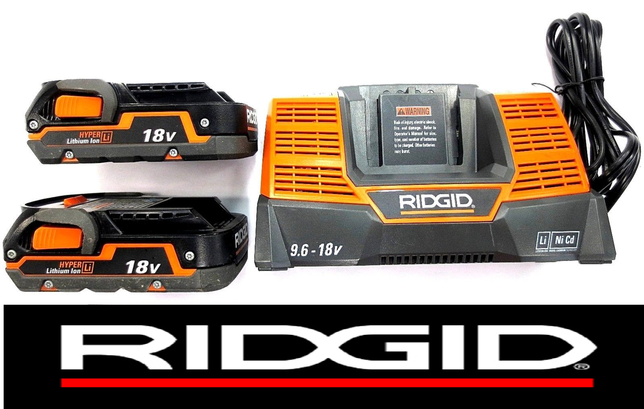 Ridgid 18v 18 Volt X4 Dual Chemistry Battery Charger 2 Lithium Batteries 9385 Ebay 8742