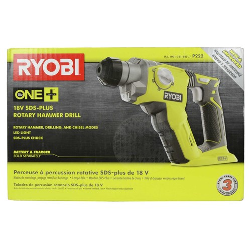 Power Tools Drill Ryobi 18V SDS Pneumatic Hammer Drill & Chisel inc 2x ...