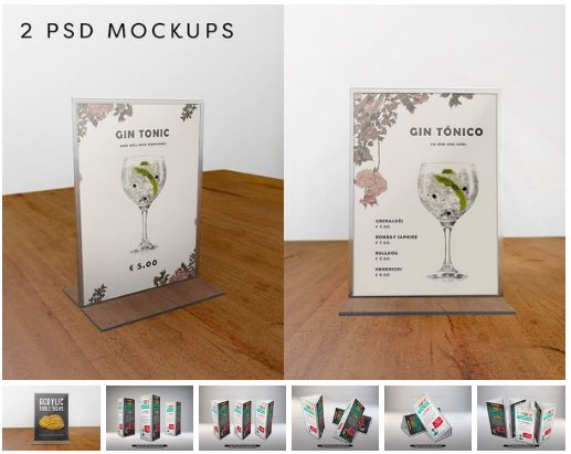 Acrylic Table Signs + Table Tent Card Holder Mockups