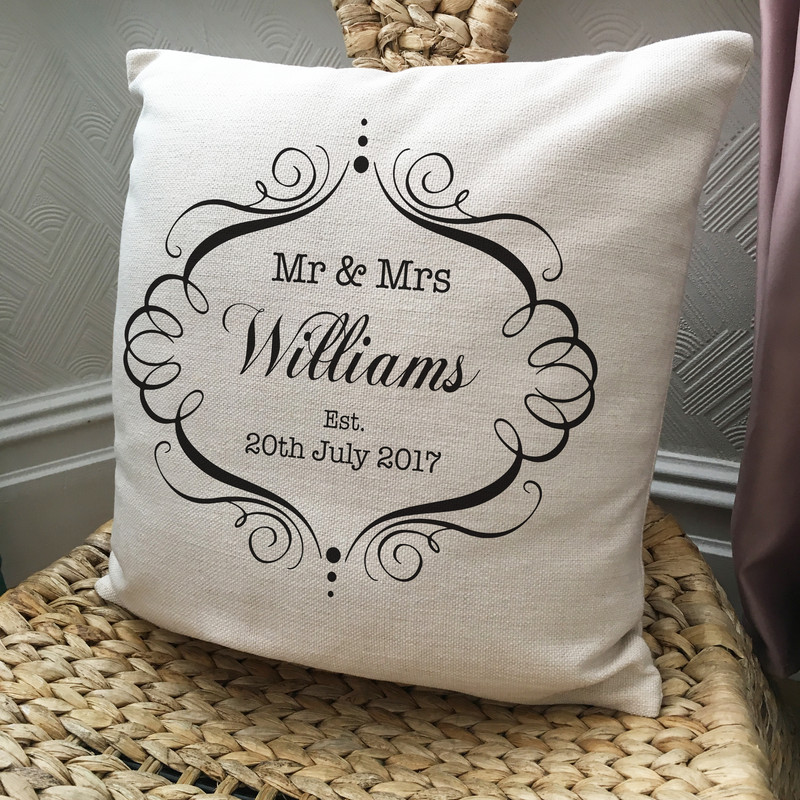 16/" cushion cover Mr /& Mrs anniversary Personalised Wedding geometric rose