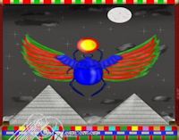 Egyptian scarab beetle papyrus painting