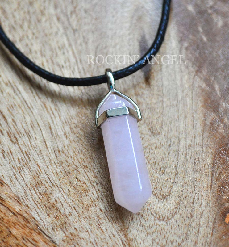 Natural Rose Quartz Pendulum Prism Choker Pendant Necklace Reiki Healing Gift - Rose Quartz Pendant Natural Rose Quartz Pendulum Prism Choker Pendant Necklace Reiki Healing Gift - Rose Quartz Pendant