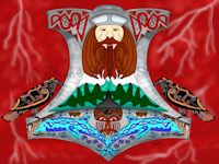 Mjoelnir Thor hammer Celtic knot painting