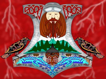 Mjoelnir thor hammer Celtic knot painting