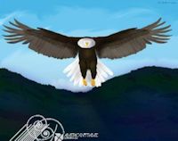 bald eagle swooping over the mountains painting