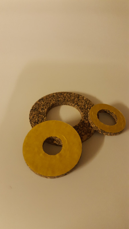 Spacers 1.5mm thk Bespoke 42mm to 60mm o//s dia 2 x Nitrile Bonded Cork Washers
