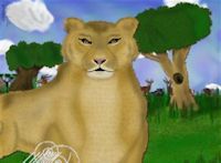 big cat lioness painting