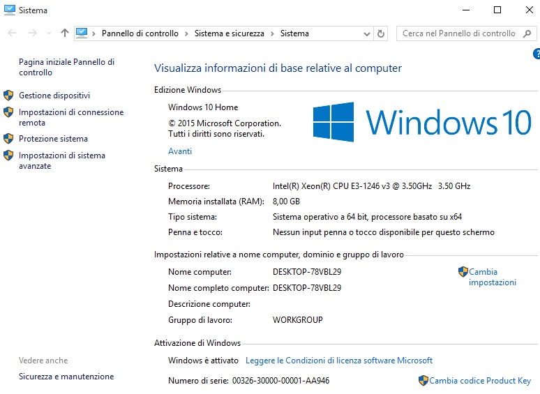 Microsoft Windows 10 Enterprise Build 10240 RTM Candidate 64 Bit - Ita