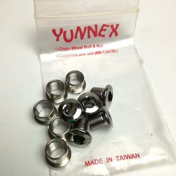 5 Standard Chrome steel Chain Ring Bolt Nut Set 4 /"Single/" Crankset Fixie M8