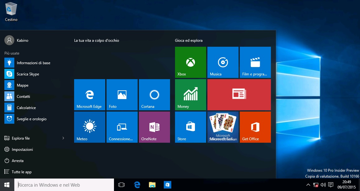 Microsoft Windows 10 Pro & Education & Enterprise Technical Preview Build 10166 - Ita