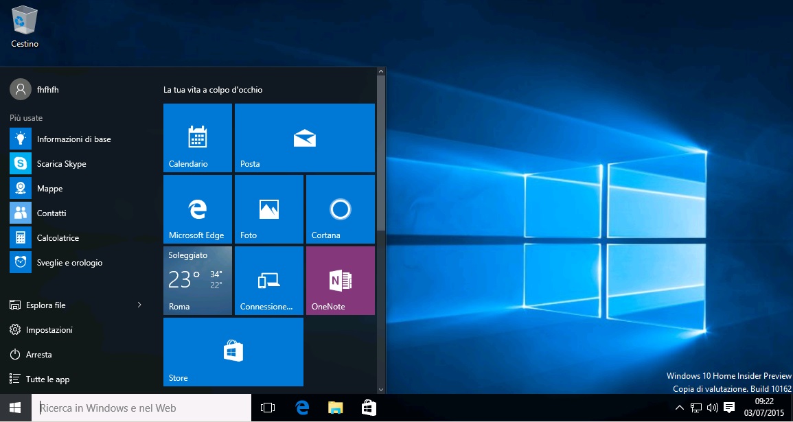 Microsoft Windows 10 Home & Pro & Education & Enterprise Technical Preview Build 10162 - Ita