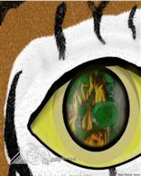 big cat tiger's eye seeing the world burning painting