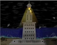 Lighthouse of Alexandria at night painting
