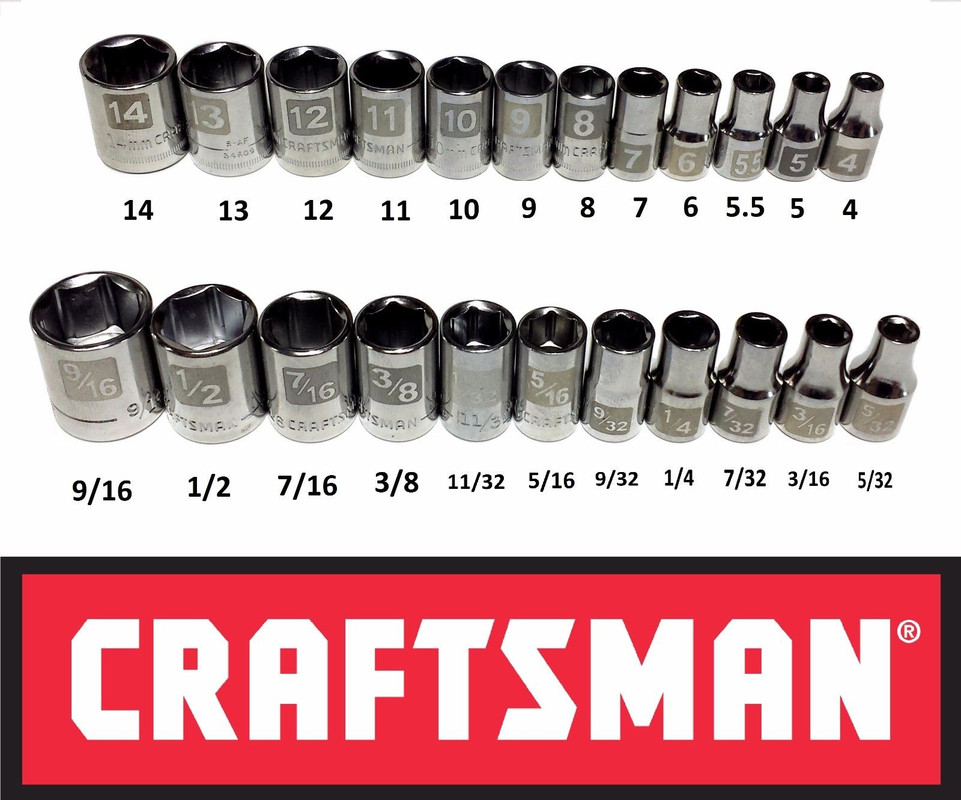 Craftsman Easy Read Socket 1/4" Drive Shallow or Deep Metric or Inch Choose Size 