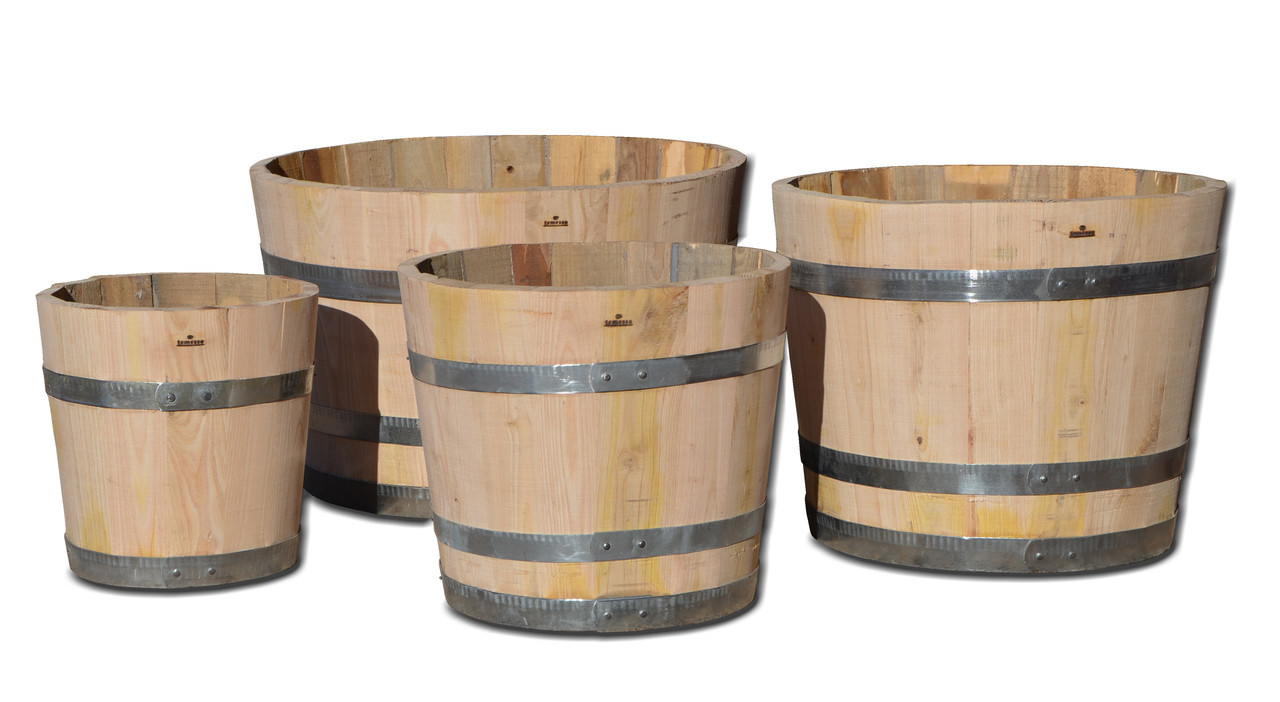 Blumentopf Pflanzkübel Blumenkübel aus Kastanie natur Holz rund D 30/40