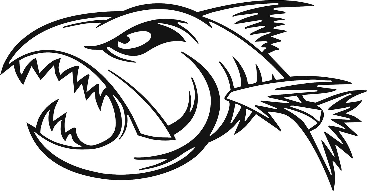 Download Angry Fish III fishing logo sticker decal angling fly tackle box vinyl sticker