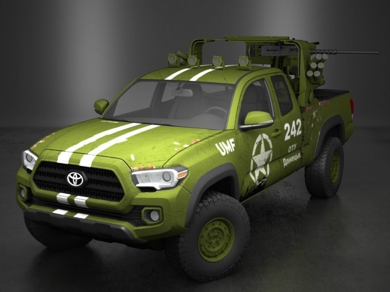 ukrainian military forces hand made battle car pick up 3d model