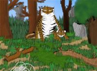 big cats tiger mom and cub painting