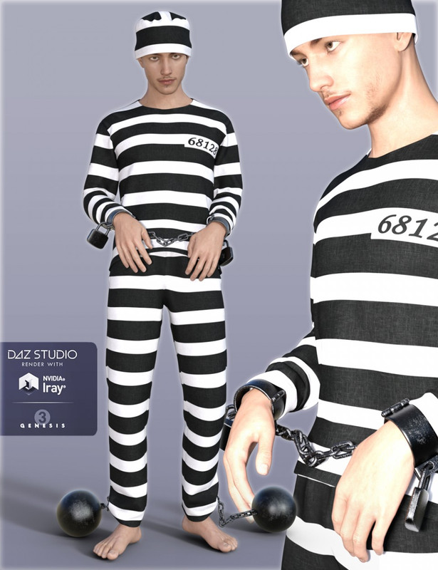H&C Prisoner Clothing and Shackles for Genesis 3 Male(s)