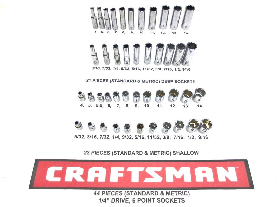 NEW CRAFTSMAN 44 pc SAE STANDARD+METRIC MM 1/4