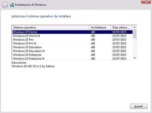 Microsoft Windows 10 AIO 20 in 1 MSDN - Ita