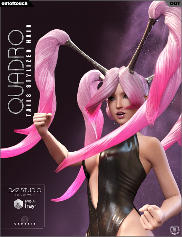 Quadro Tails Stylized Hair - G3F - (DIM)