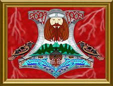 Celtic knot pagan Thor hammer Mjoelnir painting