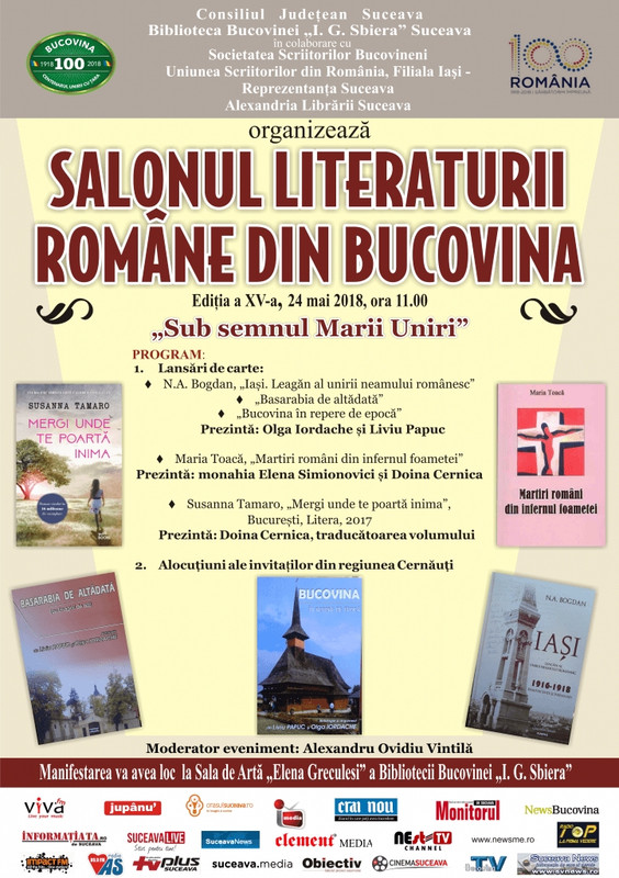 Salonul Literaturii Române din Bucovina, ediţia a XV-a | Biblioteca Bucovinei, 24 ami 2018