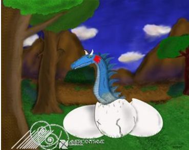 dragon being born from egg painting