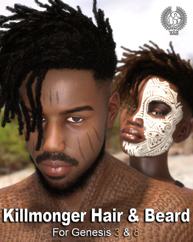 00 main killmonger hair for genesis 3 and 8 daz3d